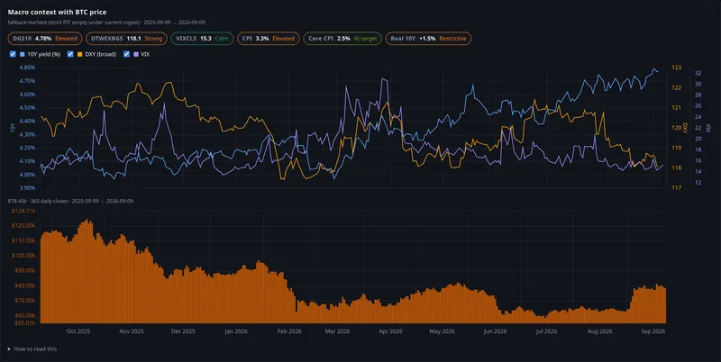 macro context with btc price panel