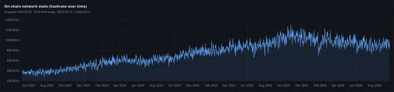 on chain network state hashrate over time panel