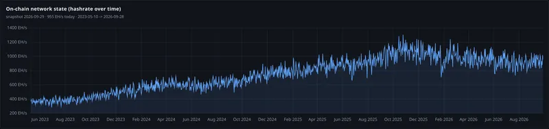 on chain network state hashrate over time panel