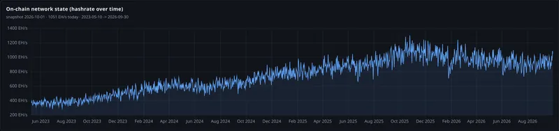 on chain network state hashrate over time panel