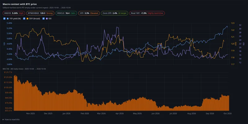 macro context with btc price panel
