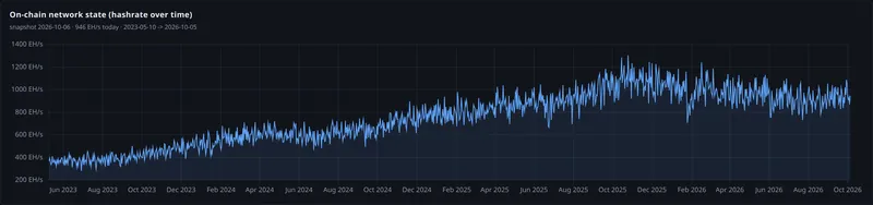 on chain network state hashrate over time panel
